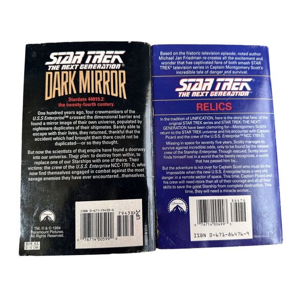 Star Trek Books The Next Generation Relics & Dark Mirror Paperback Books - Picture 2 of 6